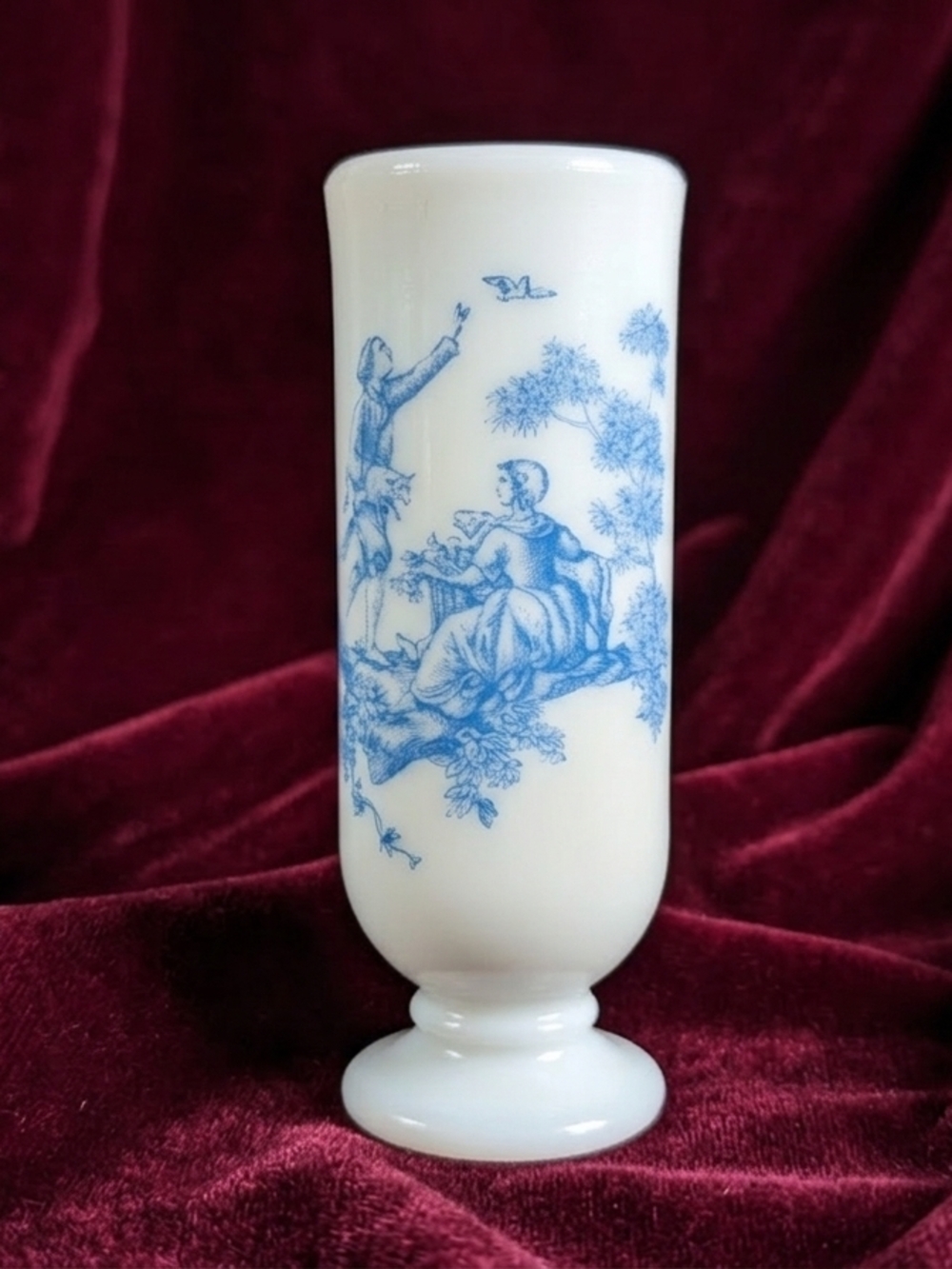White Milk Glass Pedestal Vase